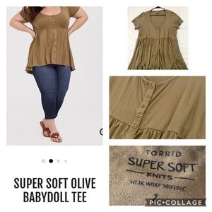 Olive/Succulent Green Super Soft Babydoll - Torrid